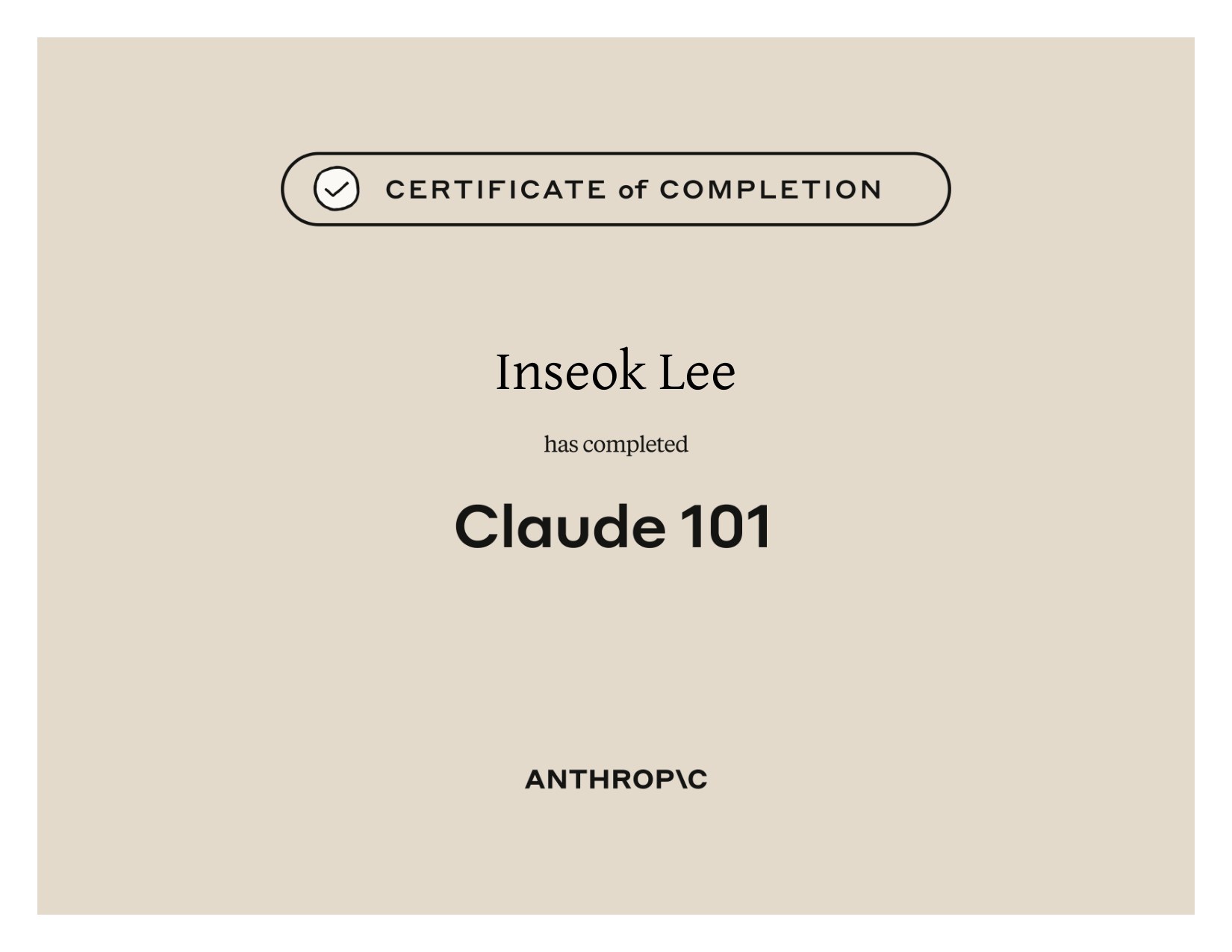 Claude 101 — certificate 1
