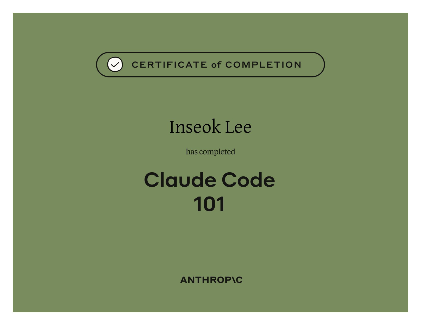 Claude Code 101 — certificate 1